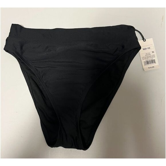 Shade & Shore Womens High Leg High Waist Extra Cheeky Bikini Bottom Black Size M - Picture 3 of 6